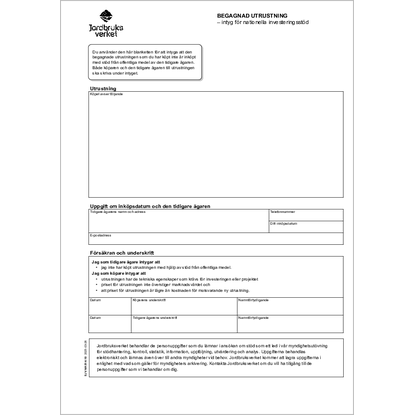 Omslags bild fr BEGAGNAD UTRUSTNING - intyg fr nationella investeringsstd